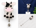 Cute Glitter Cow Badge Reel