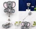Cute Glitter Elephant Badge Reel